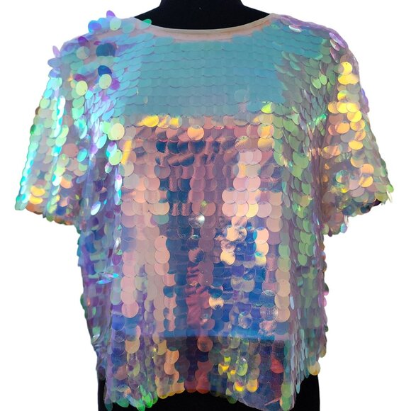 Luxury Evening Cocktail Beaded Sequins Runway Couture Top Blouse Jacket Cover NW - Picture 6 of 8